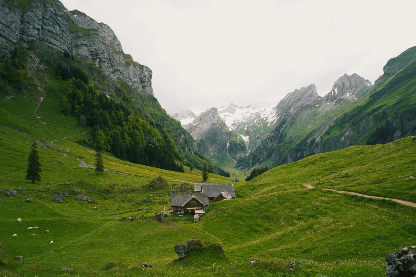 A small mountain lodge in a green Himalayan valley