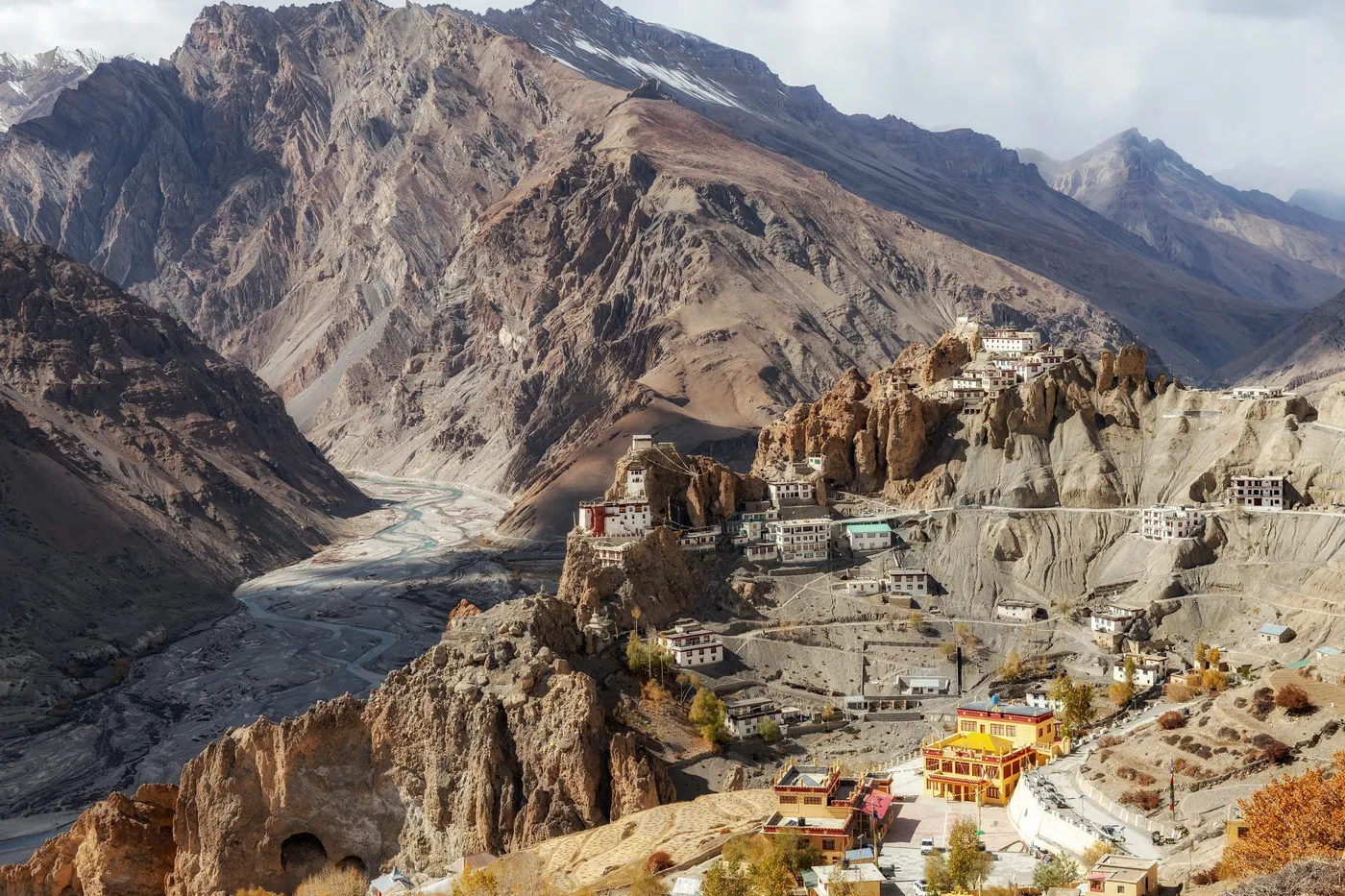 A remote village and monastery among the arid mountains of Upper Mustang